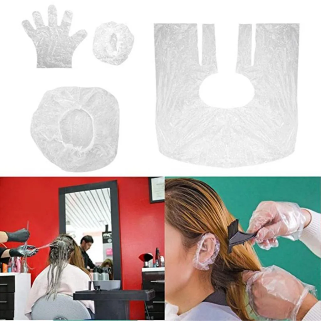 

20PCS Barber accessories Professional Salon Hair Coloring Dyeing Kit - Dye Gloves Ear Cover Shower Caps Disposable Capes Tool