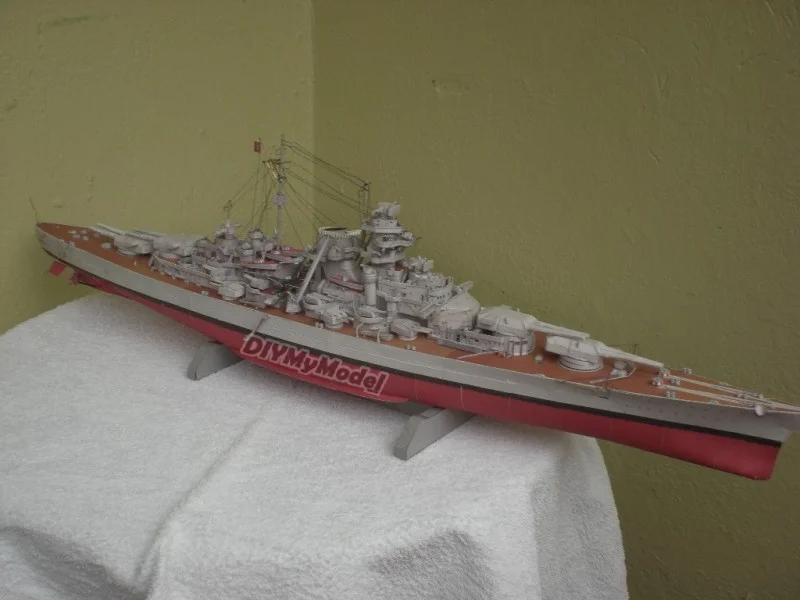 Diymymodel-Puzles de juguete para manualidades, Kit de modelismo de papel artesanal, bricolaje, Bismarck, regalo, utillaje de pel&iacute;cula-5