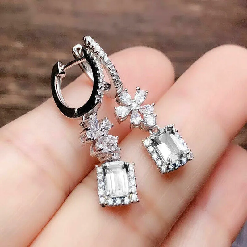 

YSDLJG Exquisite Bridal Wedding Earrings Full Paved Shiny White CZ Stone Accessories for Women Anniversary Gift Fashion Jewelry