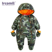ircomll 2021 newborn baby rompers winter thick warm kid baby girls boys infant clothing camo flower hooded jumpsuit kids outwear