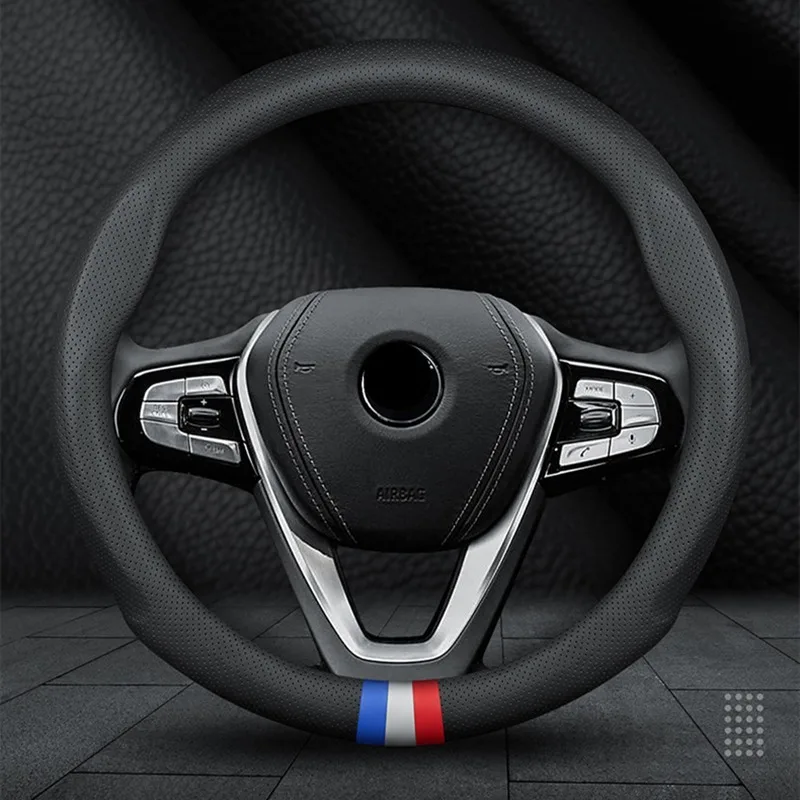 Новый кожаный чехол рулевого колеса автомобиля Черный цвет для мужчин цвета: