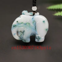 elephant natural color jade pendant necklace chinese double sided carved charm jewelry fashion amulet for men women lucky gifts