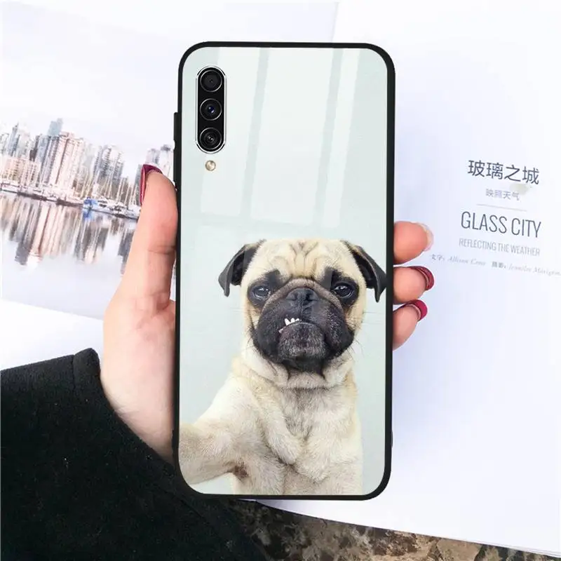 

Carlino Pug Dog Puppy Phone Case Tempered glass For Samsung S6 S7 edge S8 S9 plus A7 2018