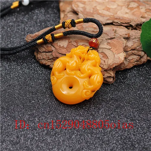 Натуральный желтый китайский Нефритовый дракон кулон ожерелье Pixiu очарование