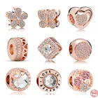 Новинка, розовое золото, lover is forever butterfly, круглые бусины для самостоятельного изготовления, оригинальные Подвески Pandora, серебро 925 пробы, браслет для девочки, модные ювелирные изделия