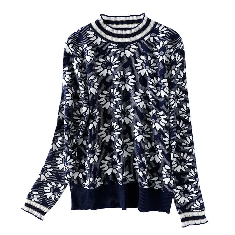 

New Loose Jacquard Turtleneck in 2021 Spring