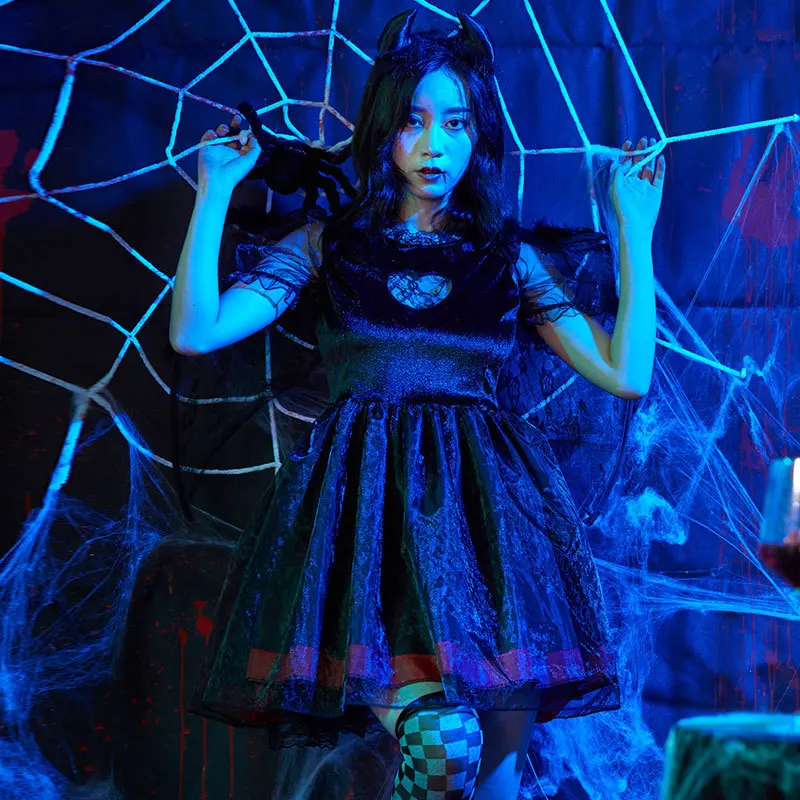 Костюм дьявола ангела для Хэллоуина черное платье ролевых игр костюм колдуньи с