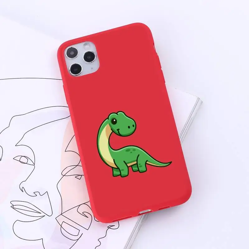 

cute dinosaur cartoon Phone Case Red Candy Color for iPhone 6 7 8 11 12 s mini pro X XS XR MAX Plus