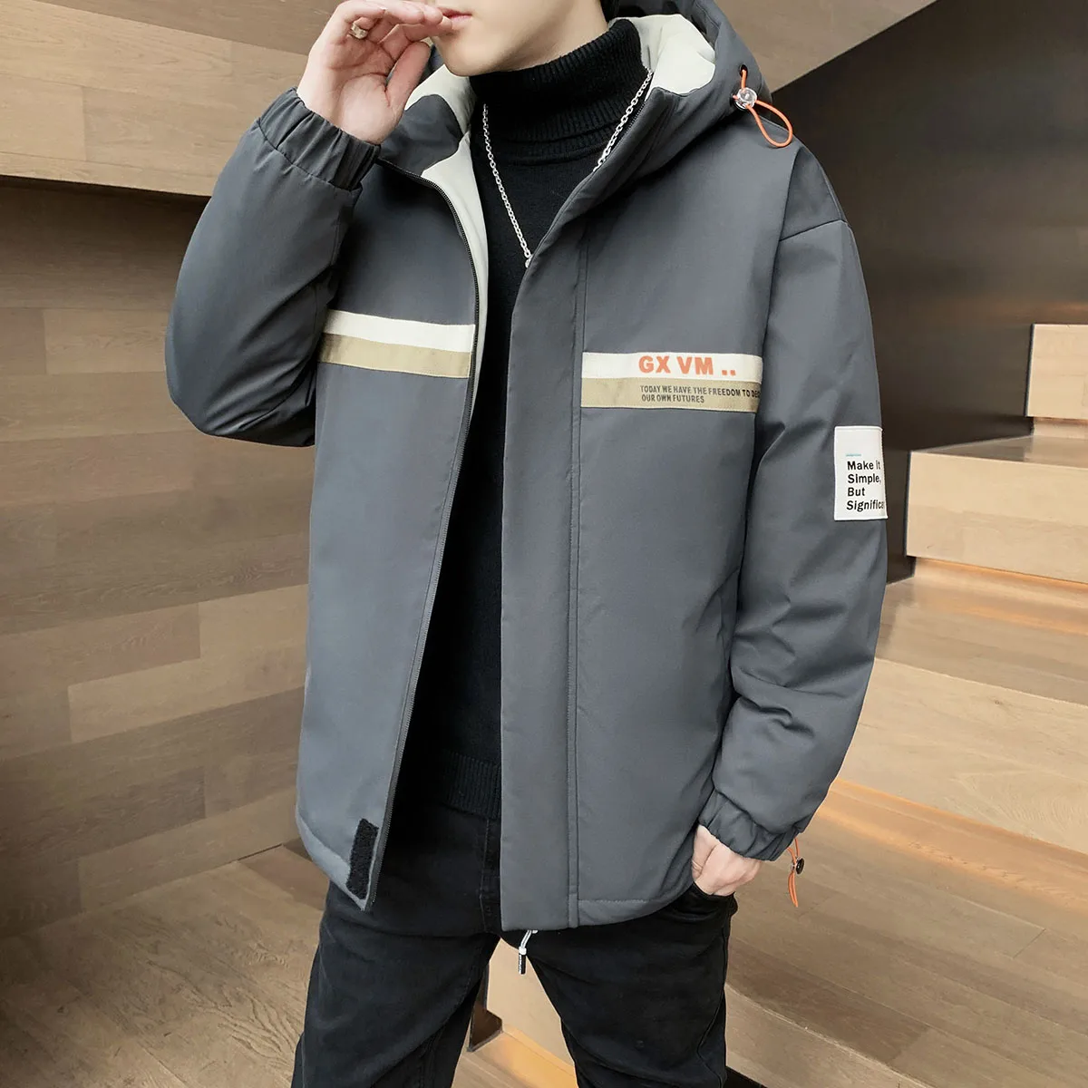 New 2022 Autumn Thick Warm Hooded Cotton Padded Jackets Winter Casual Parkas Outwear Korean Fashion Youth Top Down Coat Clothing