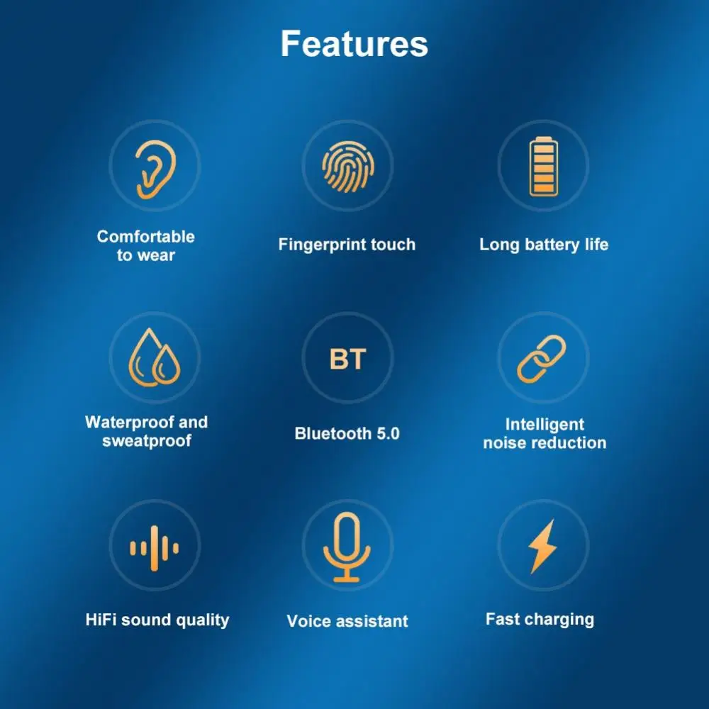 A2 TWS Bluetooth 5.0 Wireless Waterproof Smart Touch Stereo Earphones with Mic | Электроника
