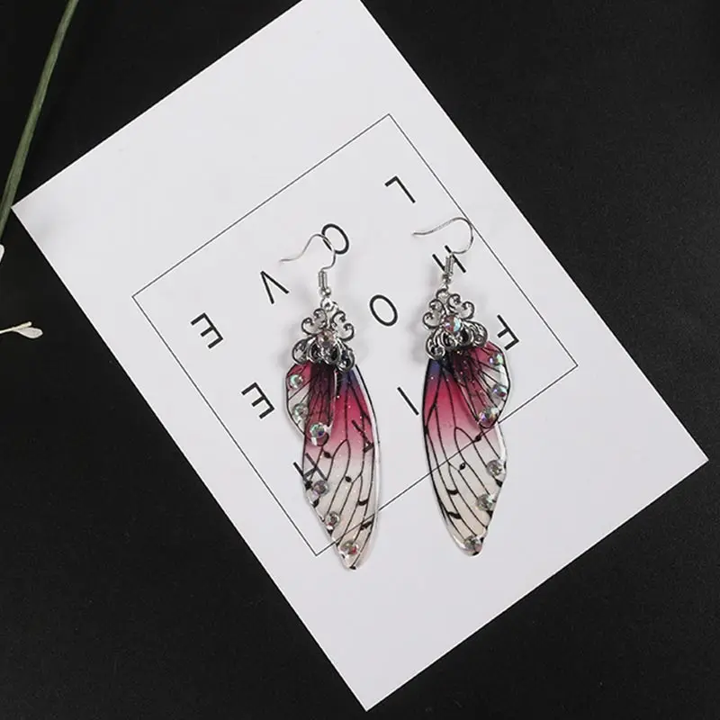 Модные стразы серьги ручной работы 1 пара висячие с крыльями серебристый