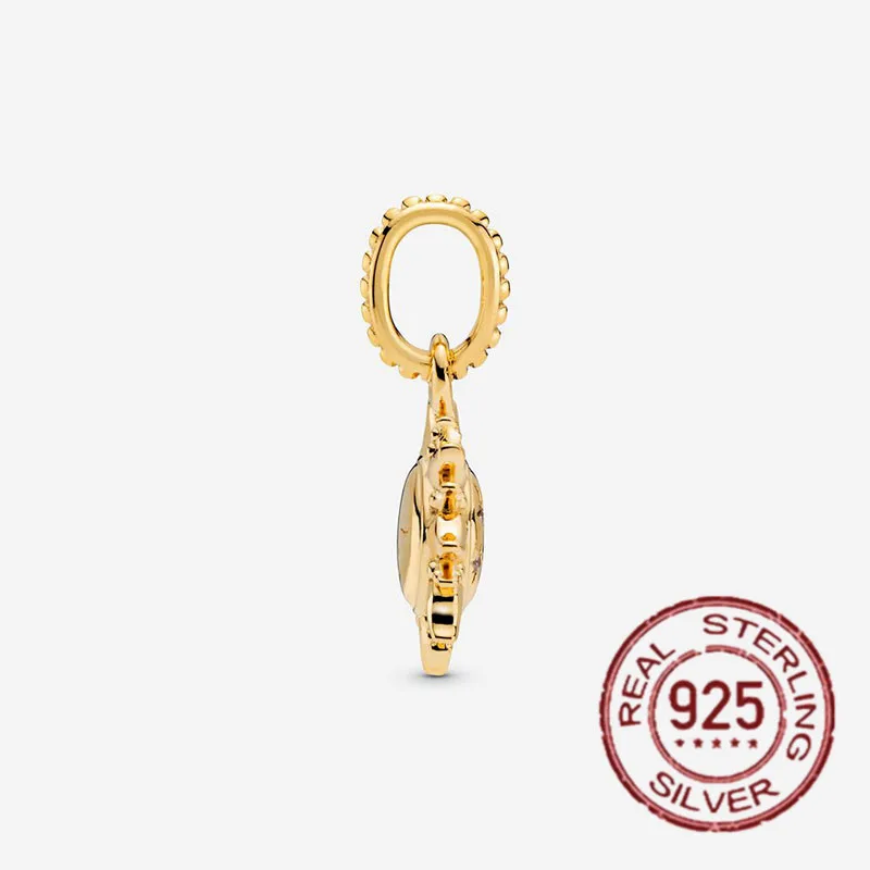 

Genuine 925 Sterling Silver Gold Luxury Sun Dangle Charm Beads Fit Original 3mm Charm Bracelet Jewelry Gift 2020 New
