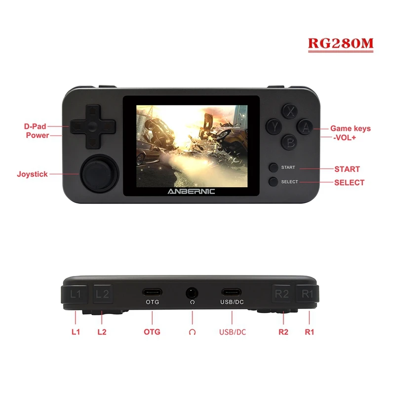 

Metal Retro Vintage Game Console Portable 2.8 Inch HD IPS Screen HDMI Output Mini Video Game Player Retro Game Console