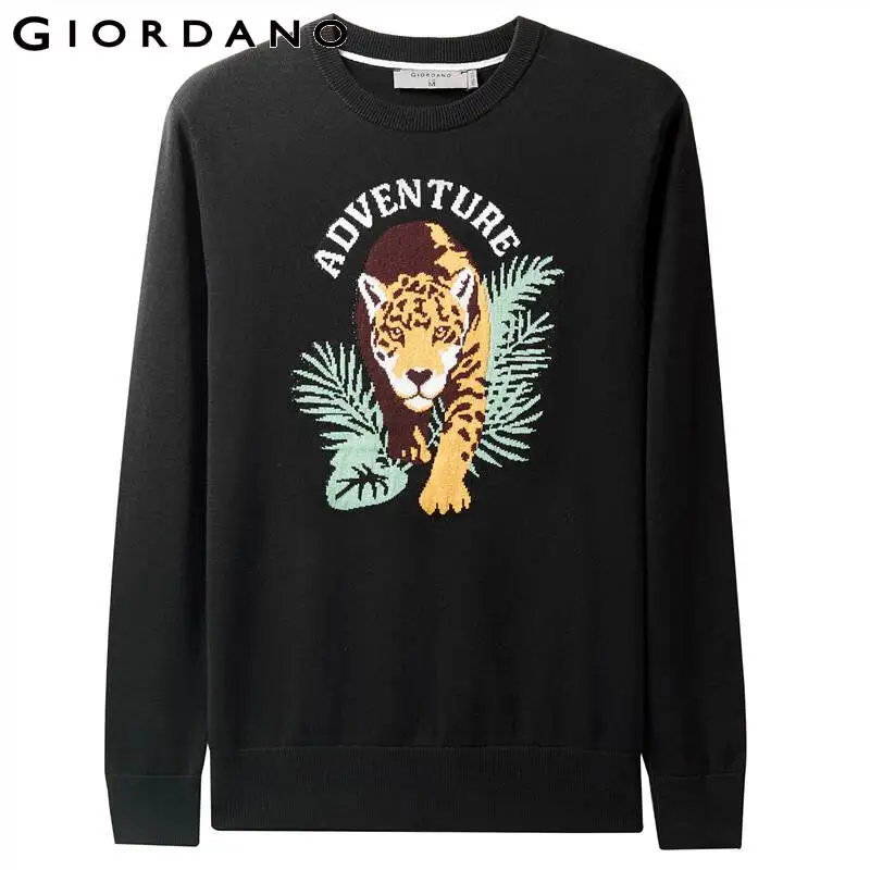 Giordano мужской свитшот джемпер с круглым вырезом под шею и печатным рисунком на