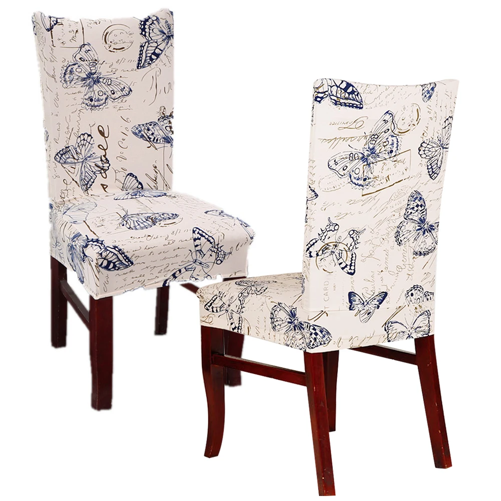 

Chair Cover High Back Chair Protector Elastic Printing Seat Cover Removable For Hotel Banquet Dining Wedding Universal Size