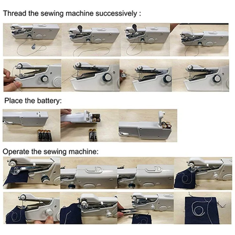 

Mini New Portable Household Hand Sewing Machine Quick Stitch Sew Needlework Cordless Clothes Fabrics Electronics Sewing Machines