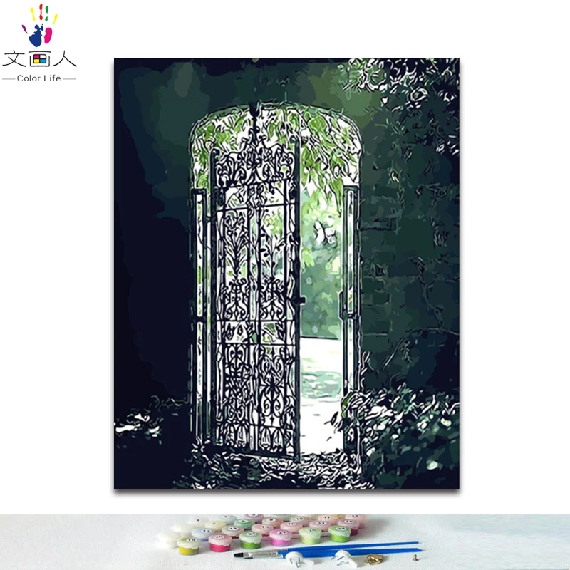 DIY картинки для раскраски по номерам с дверцей Картина Рисунок Рельеф Живопись в