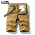 Шорты-карго мужские однотонные, модные бриджи из хлопка, дышащие быстросохнущие Короткие штаны со множеством карманов в стиле хип-хоп, лето 2021