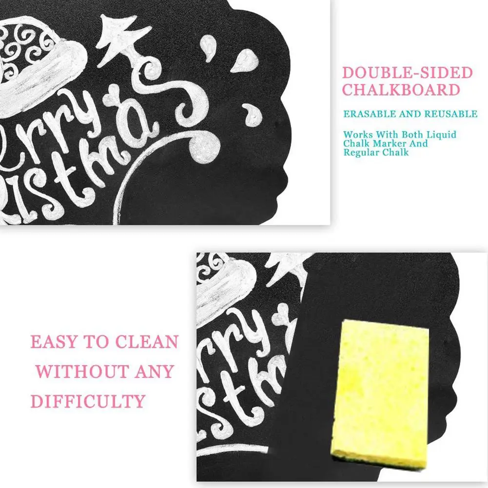 

Hanging Wooden Blackboard Double Sided Erasable Chalkboard Party Board Black Wordpad Message Supplies X7V1