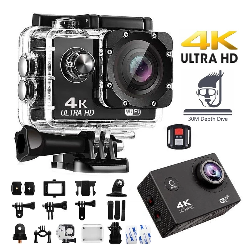 

Original 4K/30fps Full HD Action Camera WIFI 2.0" Screen 30m Waterproof Action Camera Mini Helmet Sports Camera With Accessroies