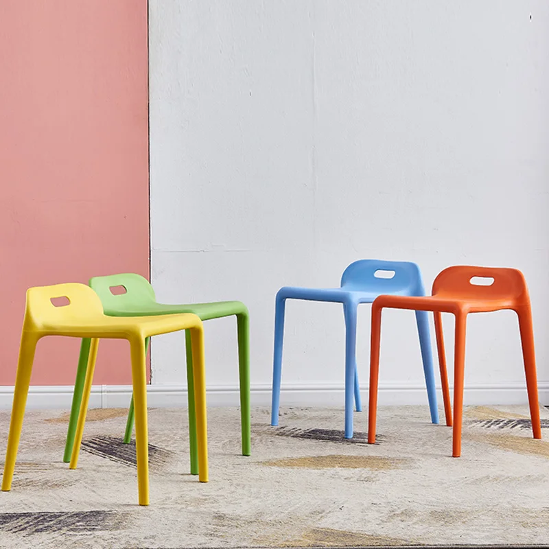 Домашний пластиковый табурет утолщенный квадратный набор табуретов