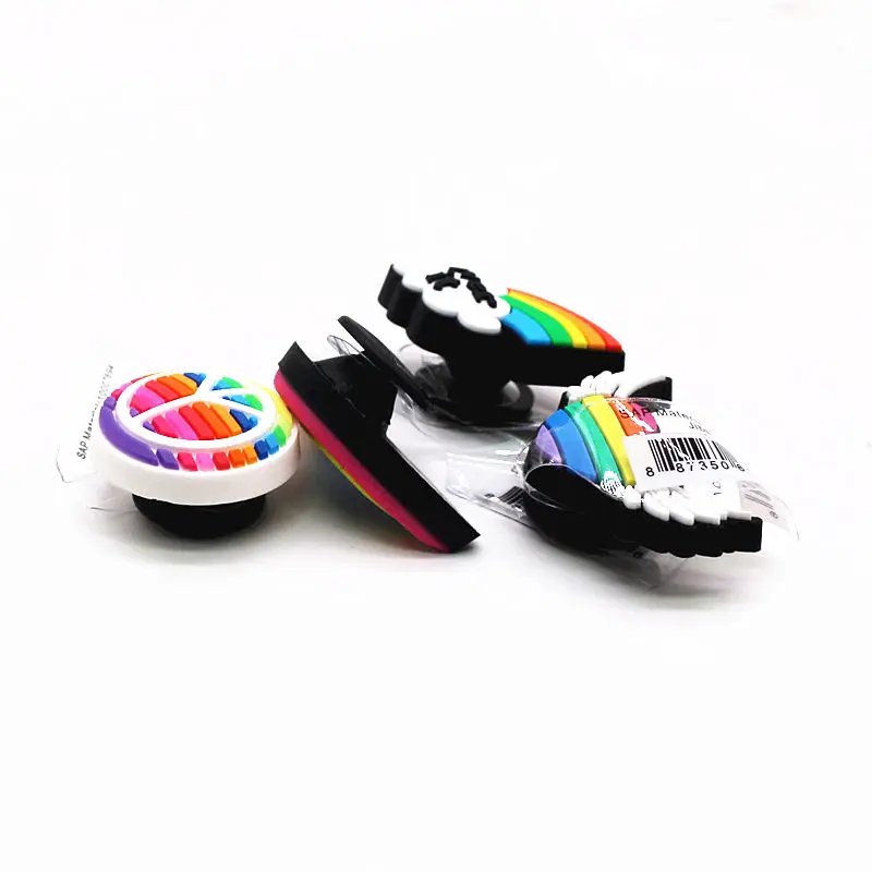 Фото Novelty Beautiful Rainbow Shoe Charms Accessories Heart-shaped Peace Buckle Decoration for croc jibz Kids X-mas Party Gifts Обувь Novelty Beautiful Rainbow Shoe Charms Accessories Heart-shaped Peace Buckle Decoration for croc jibz Kids X-mas Party Gifts Обувь
