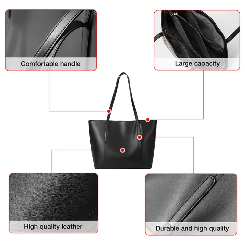 foxer new office lady premium tote bag split leather woman handbag large capacity versatile female shoulder bag top handle purse free global shipping