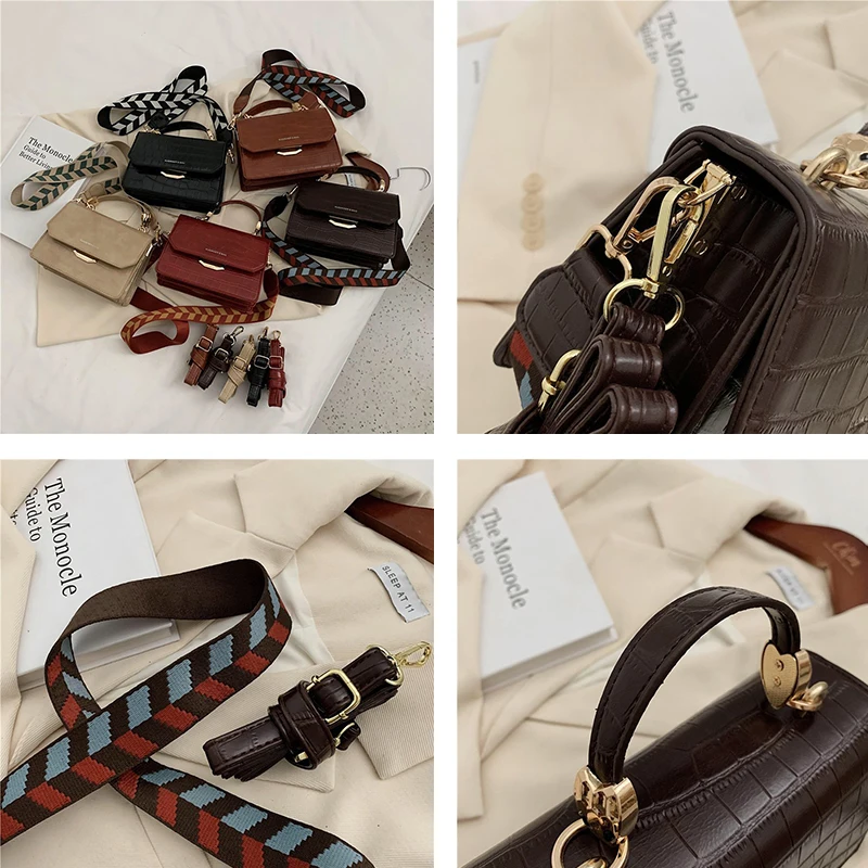 

Small Vintage Bags Retro Female Pu Leather Hasp Messenger Bags for Girls Ladies Alligator Crossbody Bags for Women Handbags New