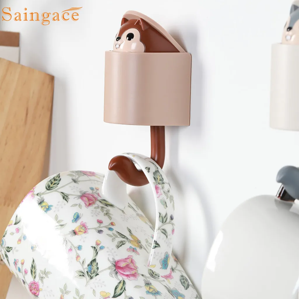 Saingace стеллаж для хранения 2 шт. милая белка клей настенный крючок кухня ванная
