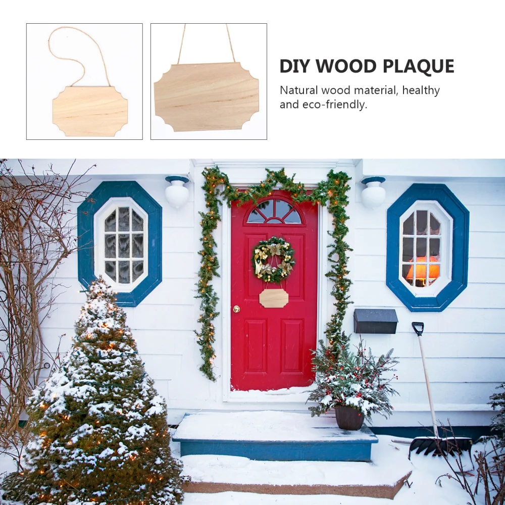 

2Pcs Natural Wooden Sign DIY Painting Hanging Wood Plaque Party DIY Decor