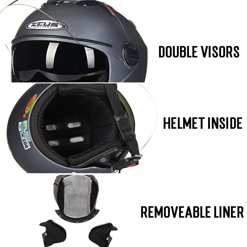ZEUS мотоциклетный шлем с двойным козырьком четыре сезона съемная подкладка