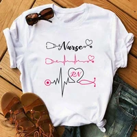 2021 new summer fashion women t shirt heart stethoscope nurse leopart print t shirt cute love hearth printtee shirt