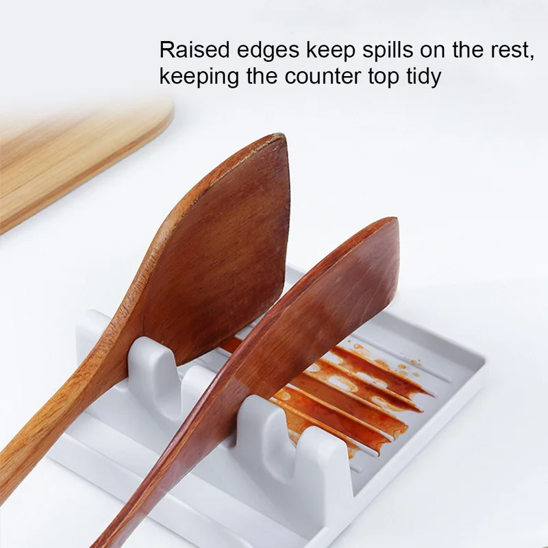 

Kitchen Spoon Holder Spatula Fork Rack Shelf Organizer Plastic Spoon Rest Chopsticks Holder Non-slip Spoons Pad Kitchen Utensil