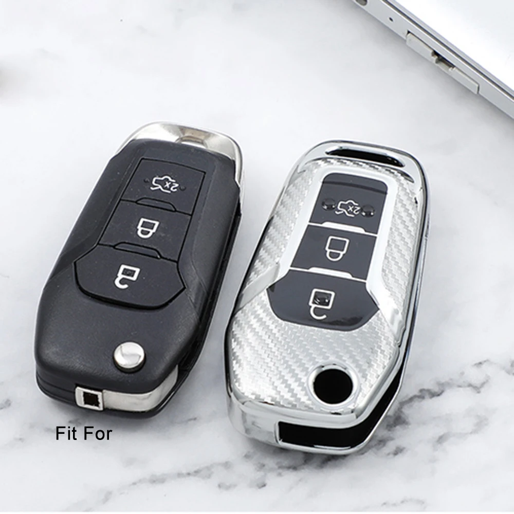 

Soft Tpu Key Case Cover Bag for Ford Fusion Edge Explorer Fiesta 2013-2015 Replacement Flip Remote Key Shell Case 3 Buttons