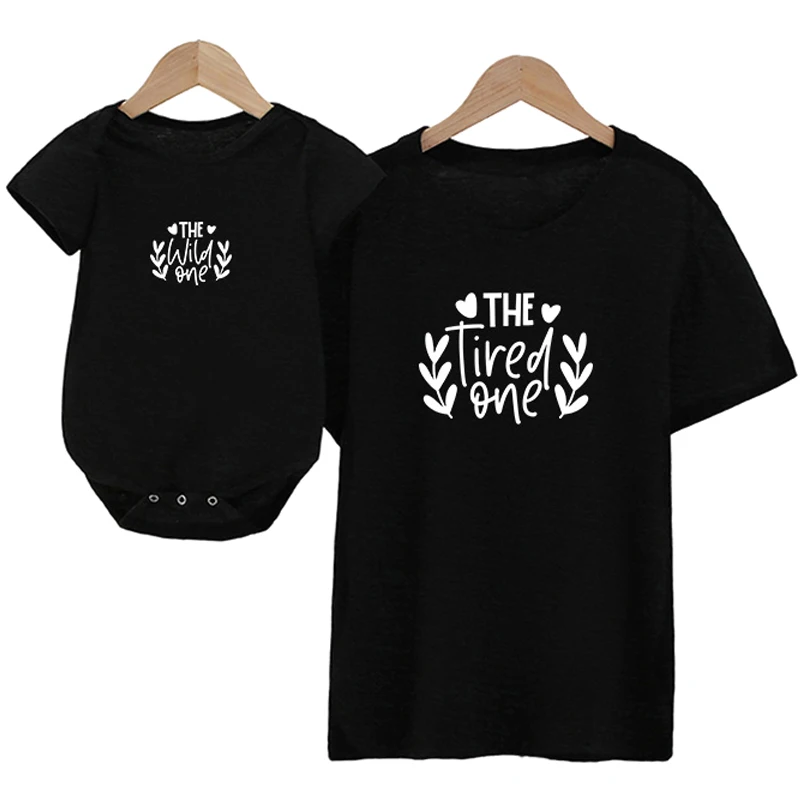 Ropa a juego para padres, madre y ni&ntilde;os, camiseta de manga corta con estampado rom&aacute;ntico y letras para padres e hijos-0