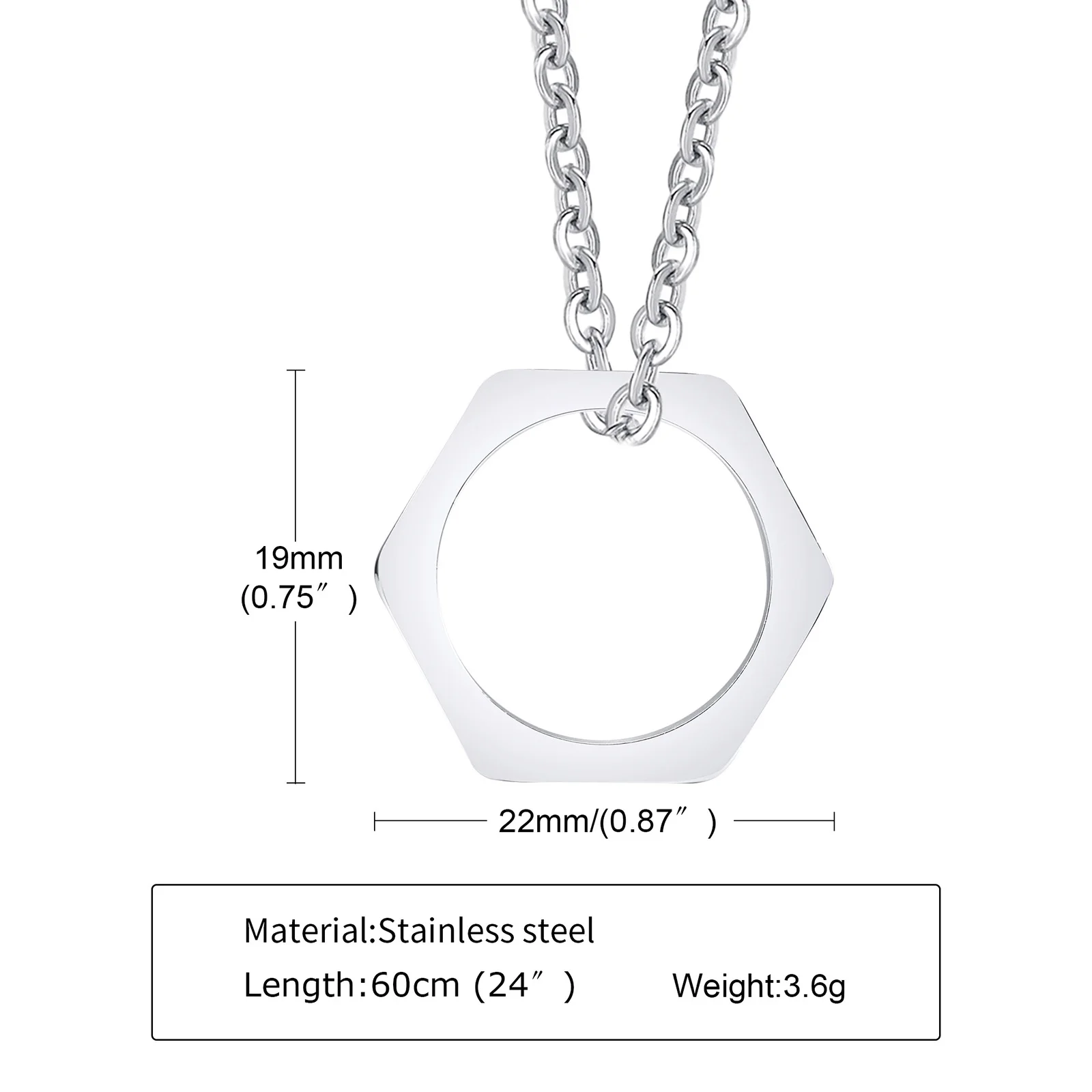 Мужское ожерелье винтовая подвеска с шестигранной головкой шестиугольный