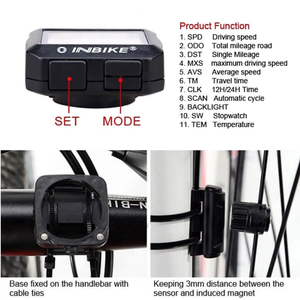 Проводной велосипедный одометр Водонепроницаемая подсветка ЖК цифровой