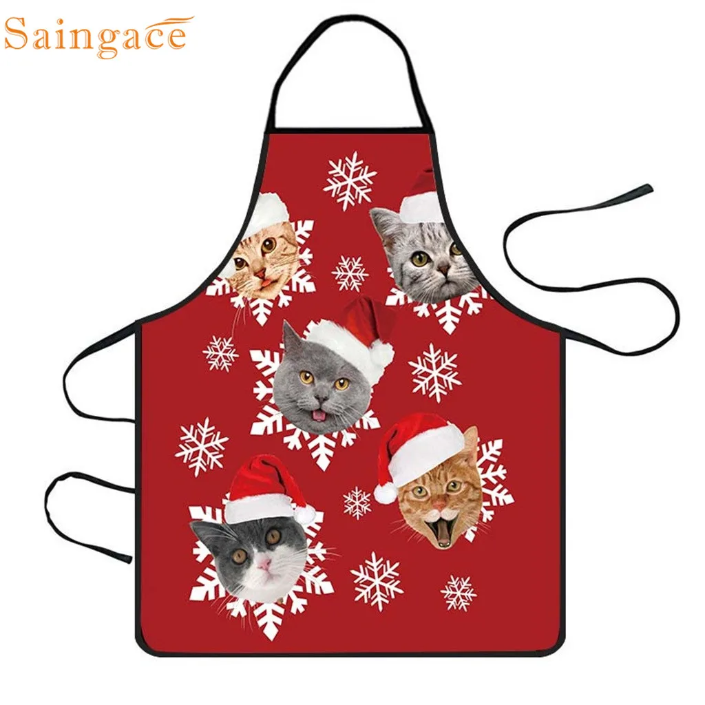 Saingace Кухонный Фартук рождественские милые кошки красочные фартуки милое