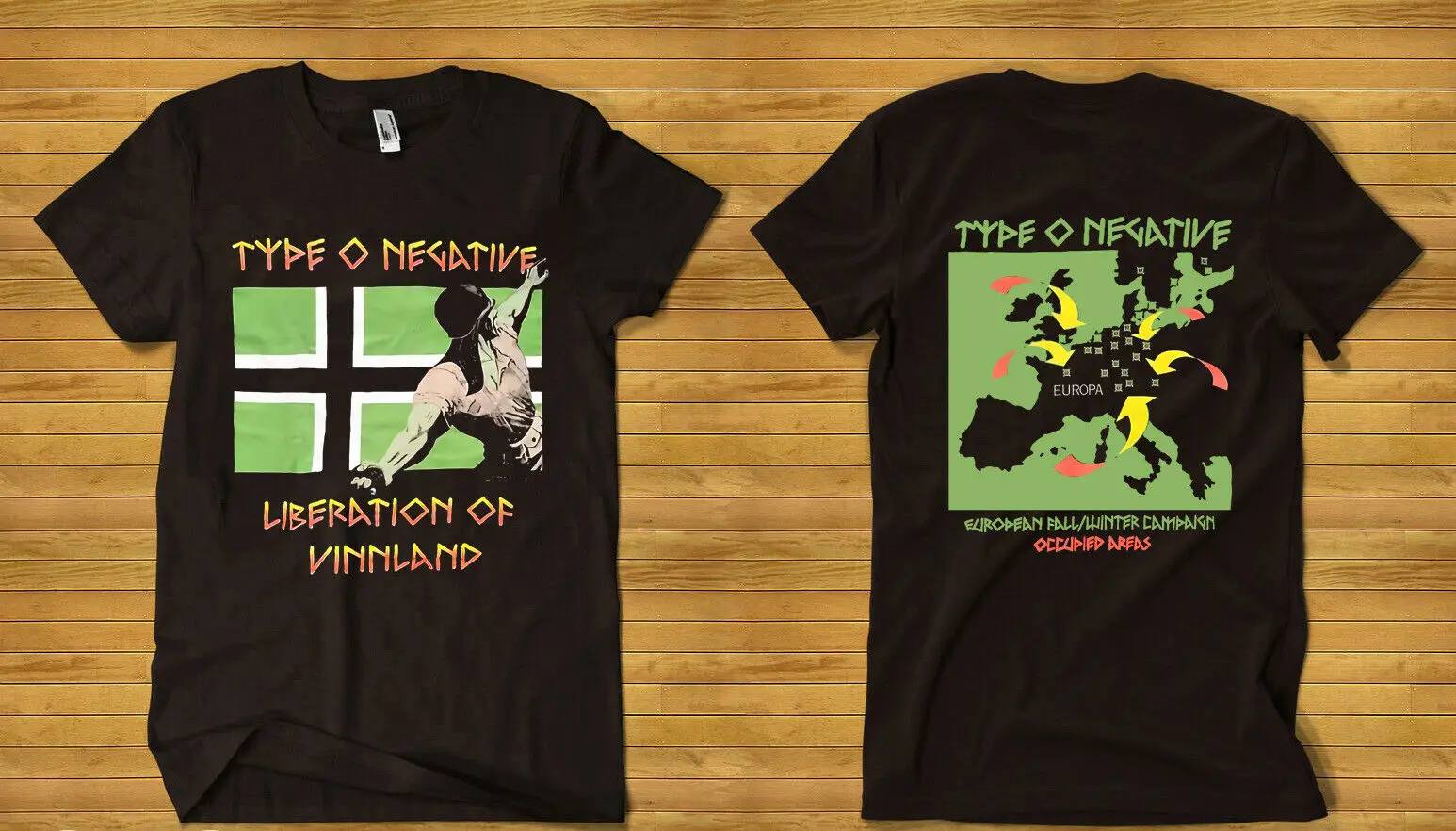 Винтаж Тип отрицательной освобождения Vinnland футболка с круглым воротником