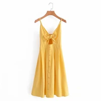 summer womens clothes chest strap tie halter dress hollowed out single breasted skirt holiday casual loose sundress partydress
