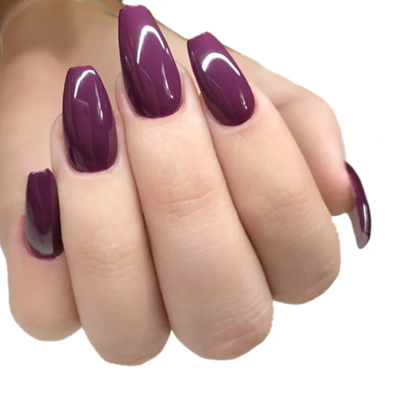 

Wholesale Fake Nails Frosted Press On Nails Matte Wine Red Coloured White Black Blue Green False Nails 14 Colors