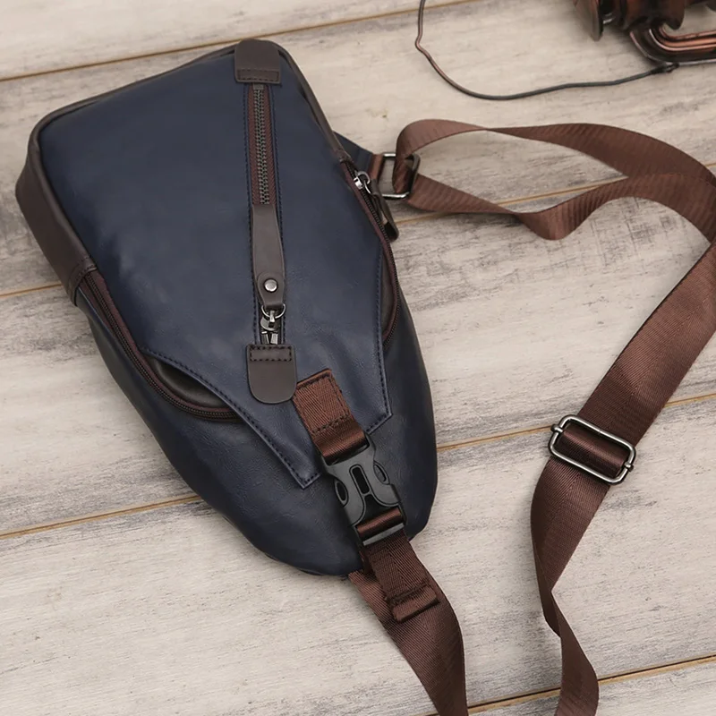 Мужская нагрудная сумка KUDIAN BEAR Маленькая кожаная на плечо из искусственной кожи