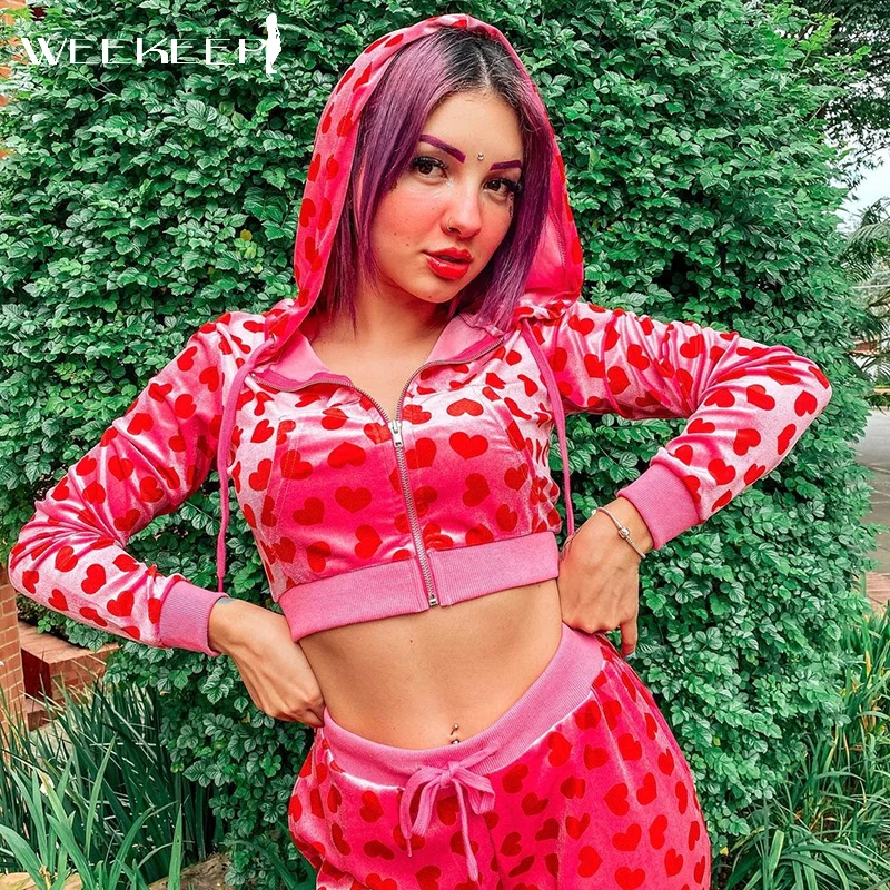 

Weekeek/Новинка; Розовая укороченная куртка; Бархатные толстовки с длинными рукавами для девочек; Толстовка с изображением сердца; Сезон весна-...