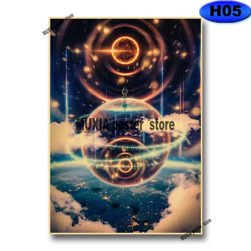 Постеры "Космос Звездное Небо Галактика" эстетические ретро, изготовленные из крафт-бумаги, с изображением космических снов, для декора дома, комнаты, бара, искусство и рисунки на стенах.