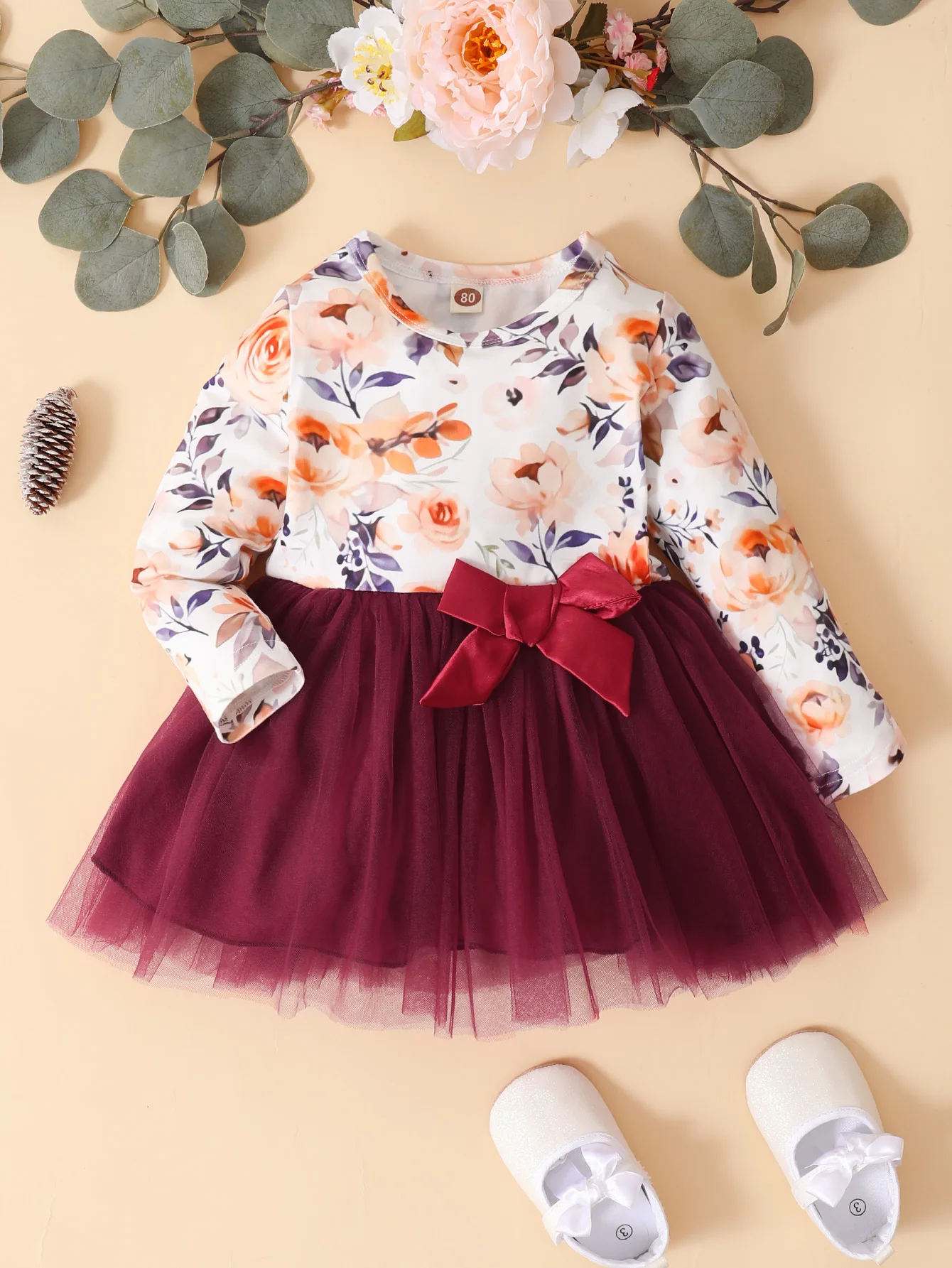 

Детское платье с длинным рукавом, Осеннее цветочное Сетчатое кружевное платье для принцессы, фотосессия, Прямая поставка