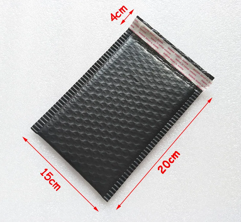 25 шт./лот 15x20 + 4 см черные полиэтиленовые конверты для почтовых отправлений