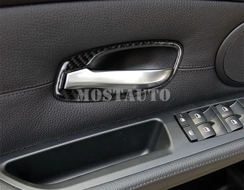 4 шт. накладки на дверную ручку автомобиля из углеродного волокна для BMW 5 серии E60