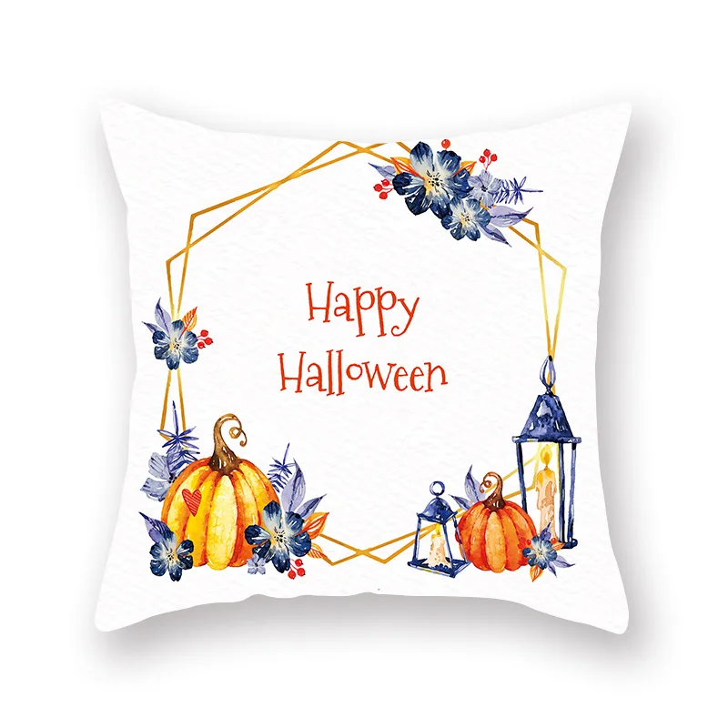 

Watercolor Pumpkins Cushion Cover Happy Halloween Flowers Festival Decorative Pillow Covers Home Decor for Sofa Bed Living Room