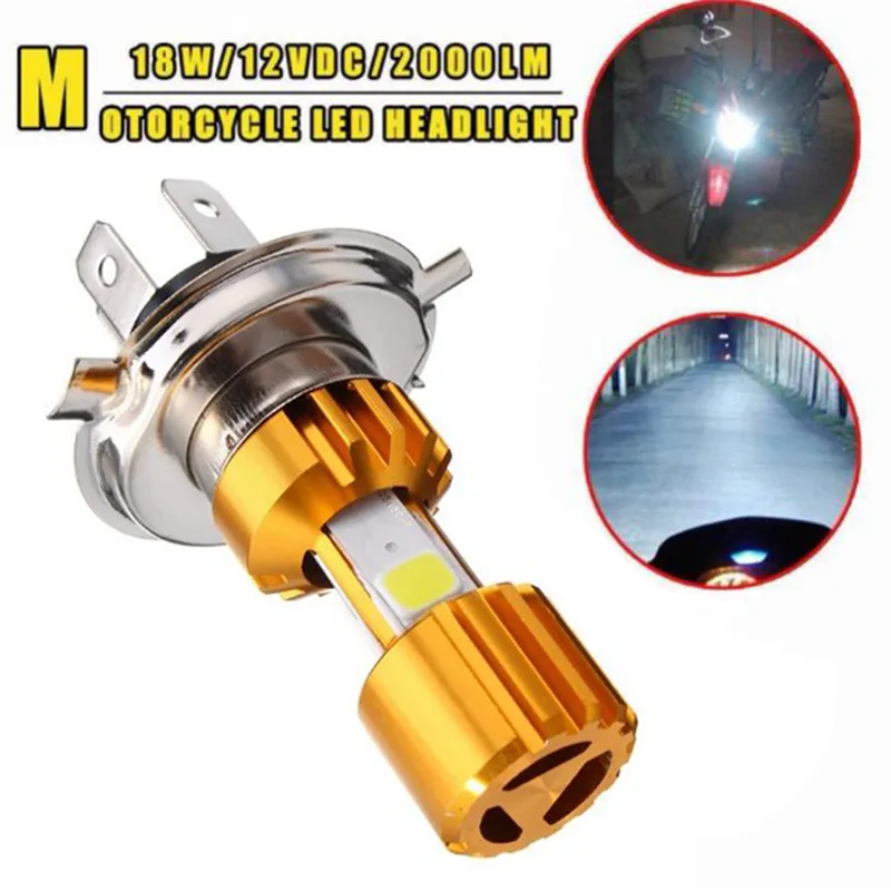 

1PCH4 LED 3 COB Motorcycle Headlight Lamp Bulb 6000K Hi/Lo Beam Light White 18W Durable Useful Convenient