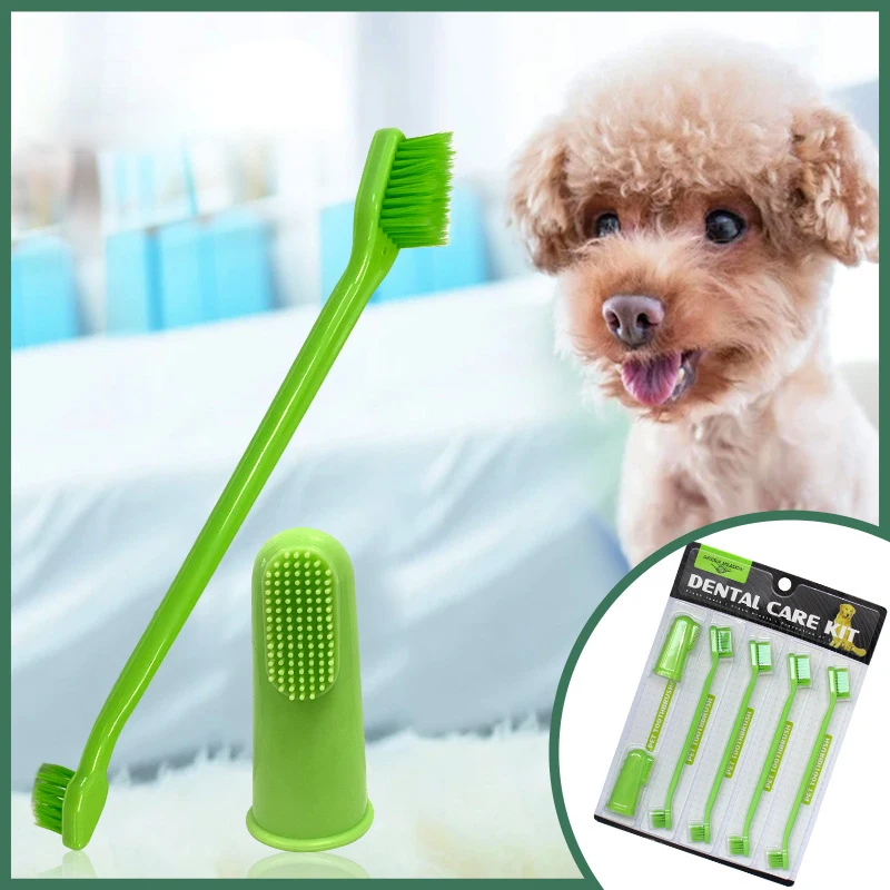 

Pet toothbrush set pet finger toothbrush double-headed toothbrush dog oral cleaning pet double-headed toothbrush